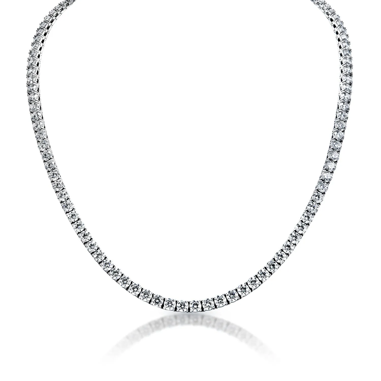 Laquela 41 Carat Round Brilliant Lab Grown Diamond Tennis Necklace in 14k White Gold By Mike Nekta