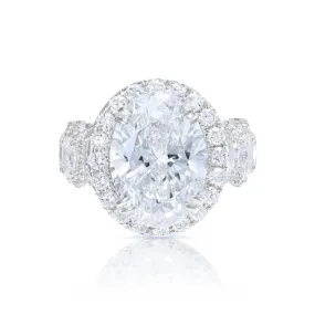 Lawra 10 Carats E VS1 Oval Cut Lab Grown Diamond Engagement Ring in 18k White Gold. GIA Certified.