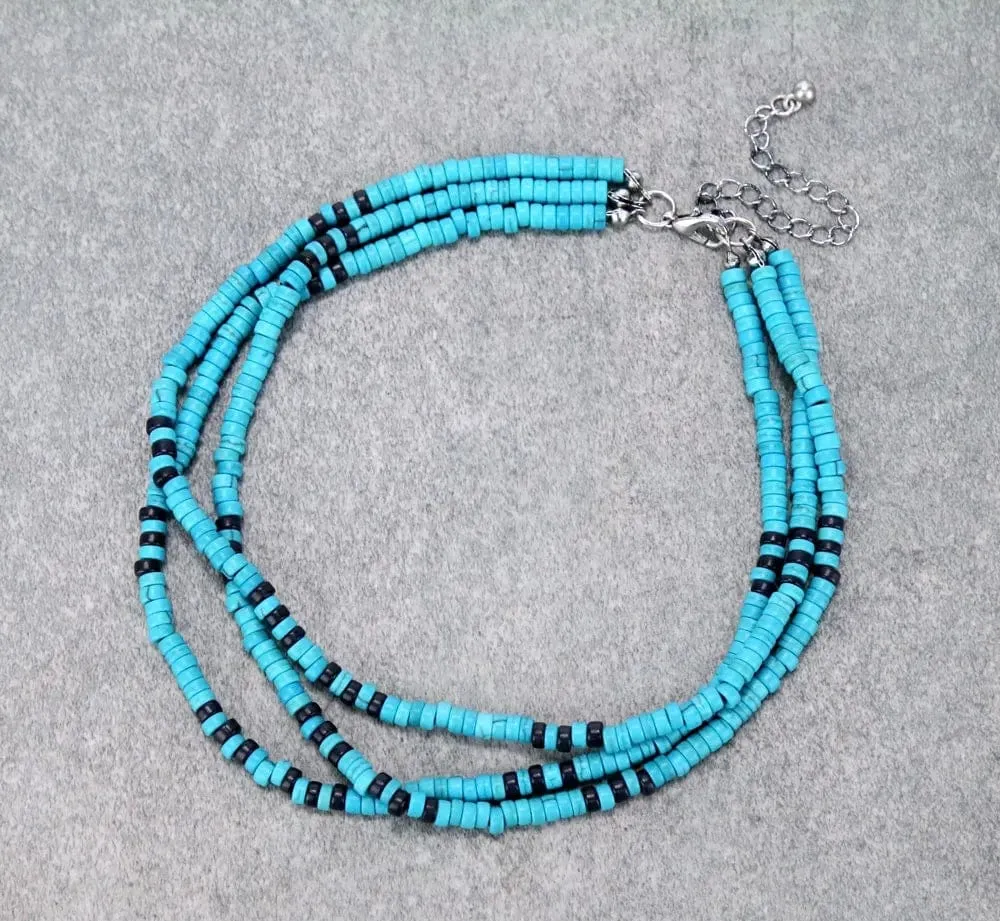 Layer western turquoise Beaded CHOKER