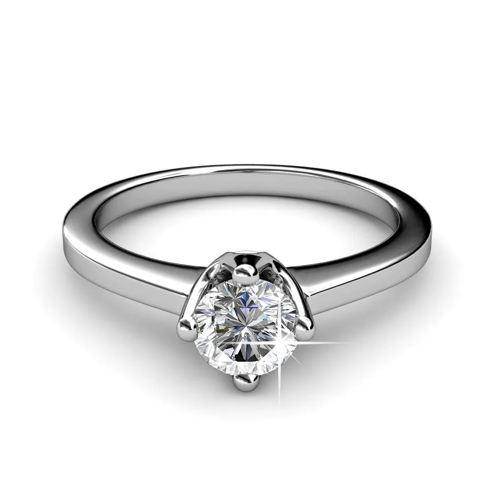 Lila Radiant 18k White Gold Plated Swarovski Ring