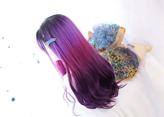 LOLITA GRADIENT PURPLE LONG CURLY WIG BY31076