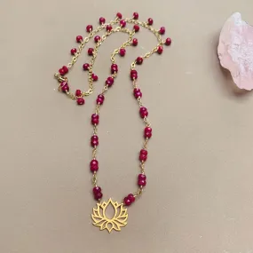 Lotus Full Bloom - Ruby Gemstone Necklace