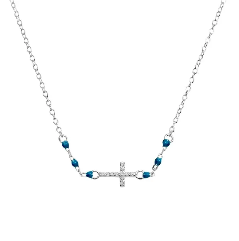 Luisa Turquoise Cross necklace Silver