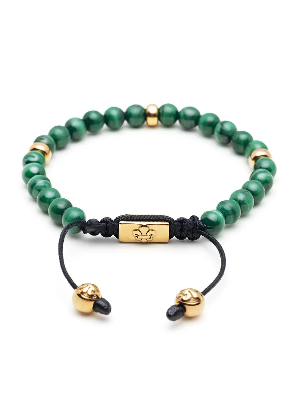 Men's Beaded Bracelet with Malachite and Gold