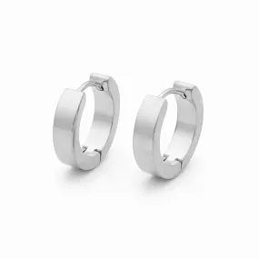 Men's Stainless Steel Huggie Hoop Earrings - Large