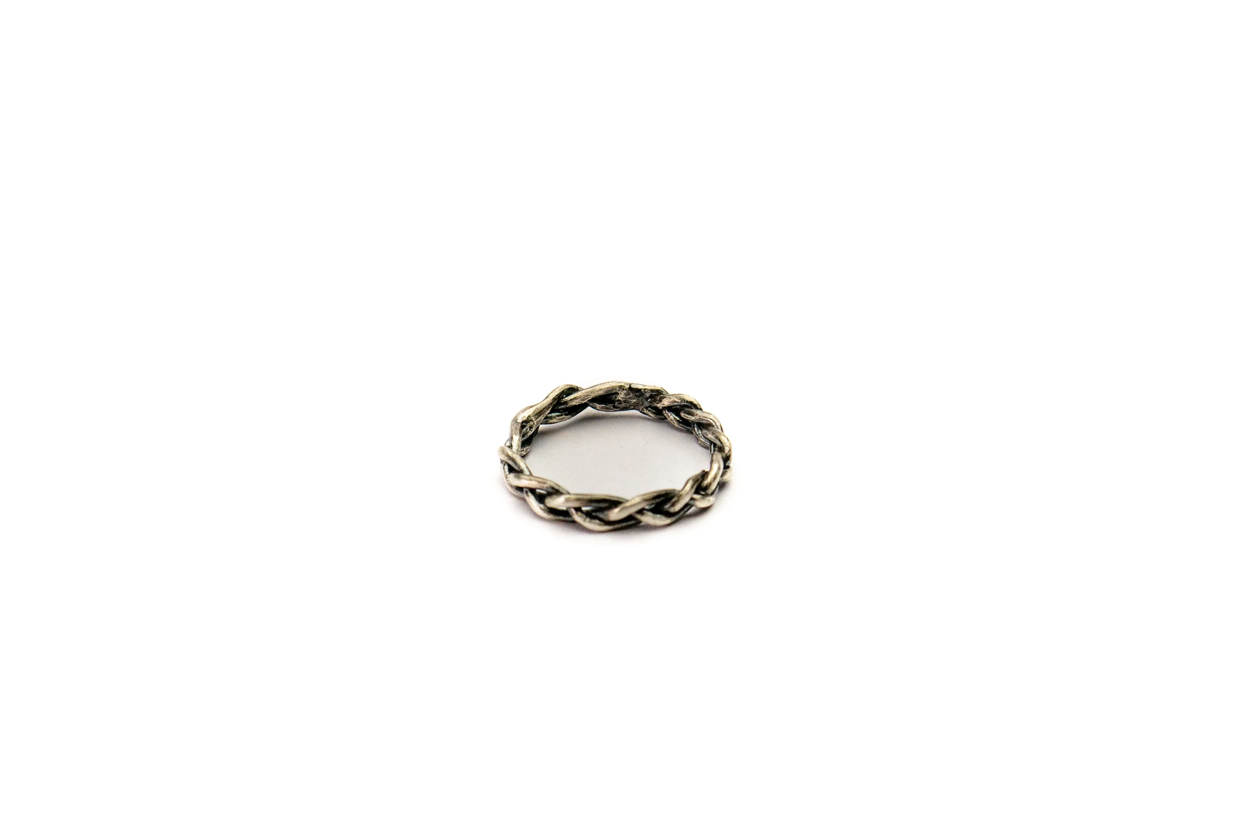 Narrow braid sterling silver ring