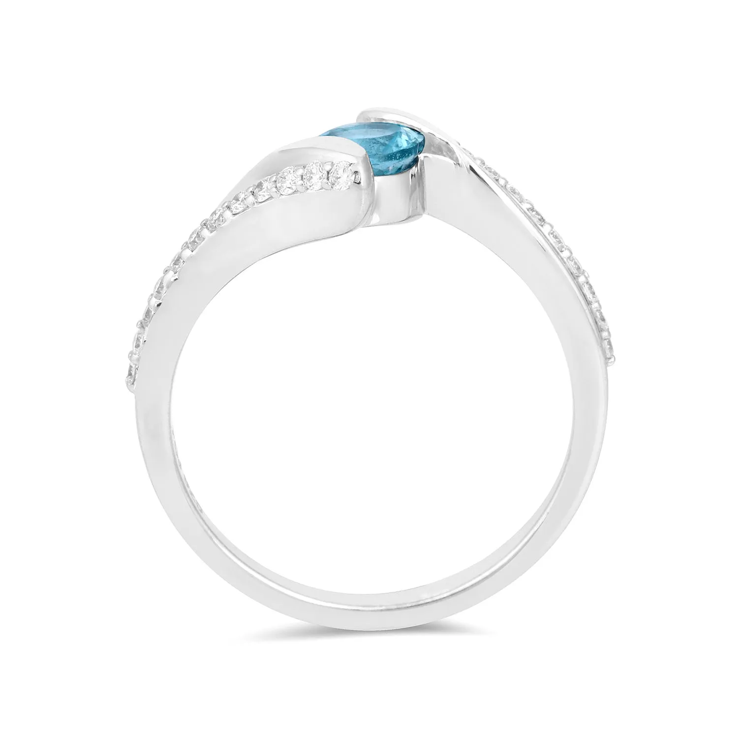 Natural Blue Paraiba Apatite ByPass Ring