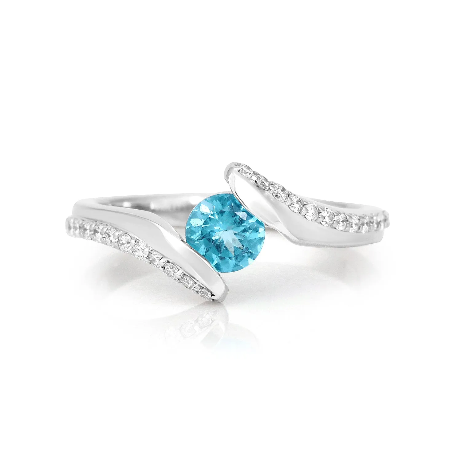 Natural Blue Paraiba Apatite ByPass Ring