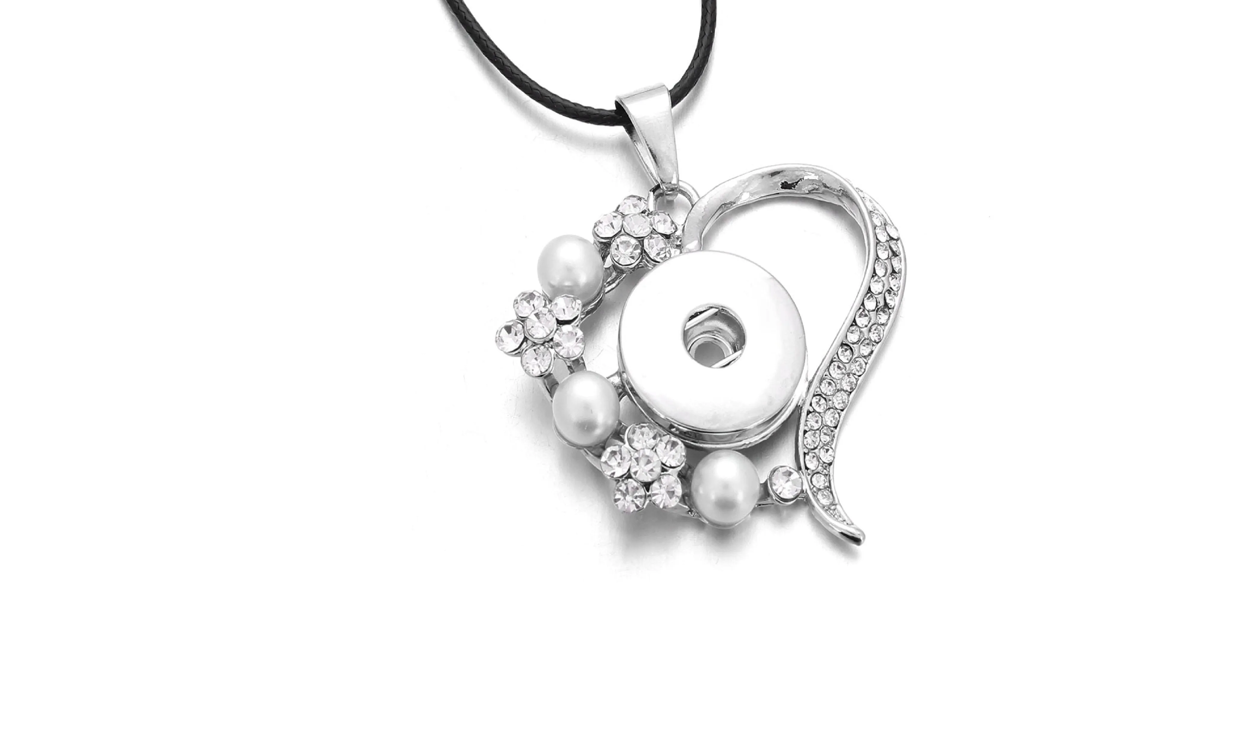 New Crystal Flower Heart Pendant Necklace For Women