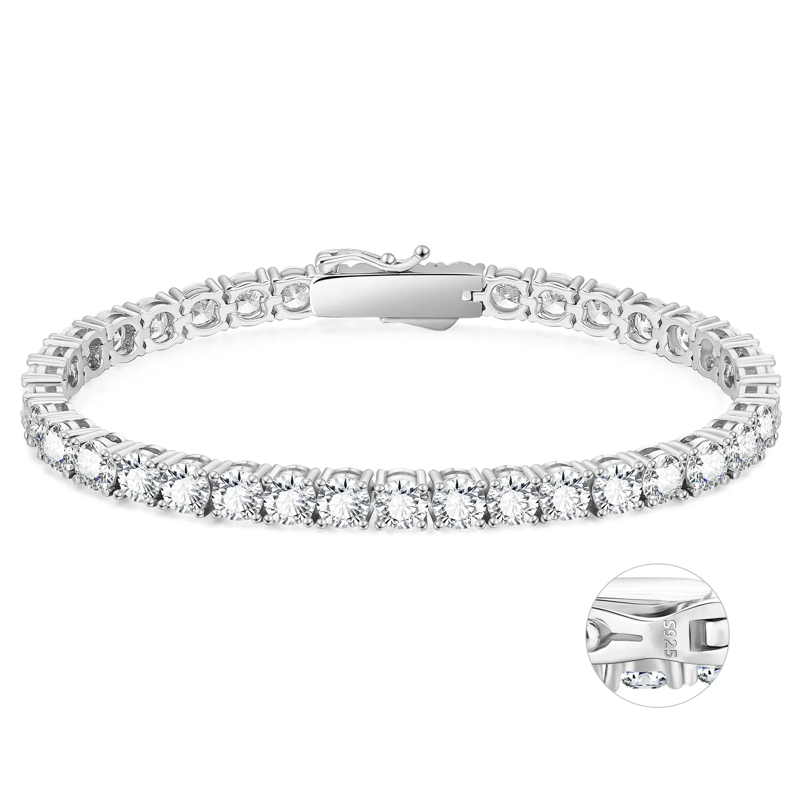 【NEW】5mm 925 Sterling Silver CZ Diamond Tennis Bracelet KRKC