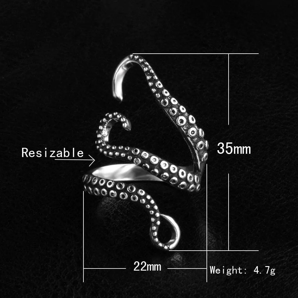 Octopus Ring Adjustable Fit for Men/Women Kraken Octopus Ring