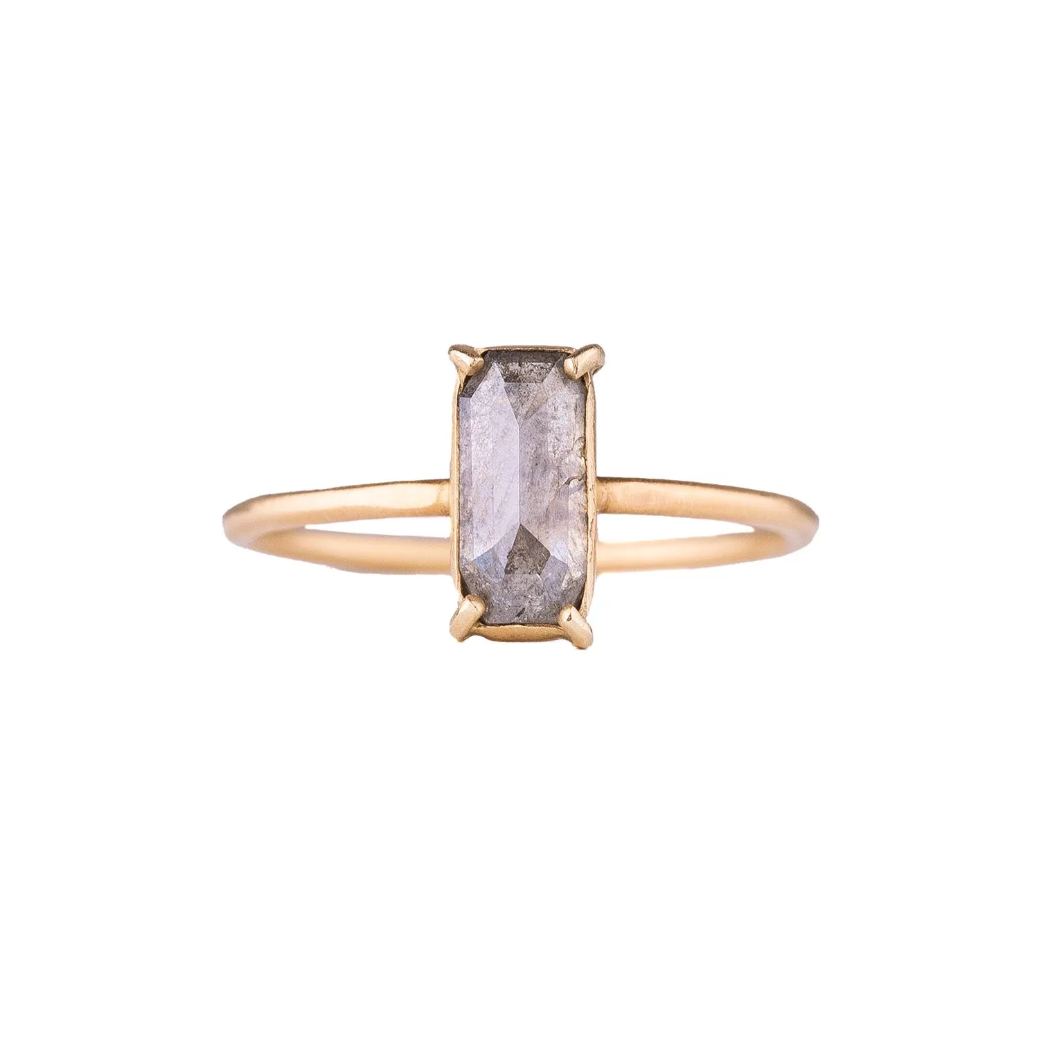 OOAK Rectangle Rose Cut Diamond Ring in 14 kt Gold by Rebecca Overmann