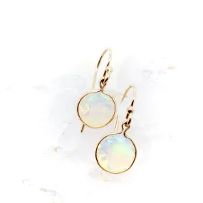 Opal Dangle Earrings, Faceted Opal Earrings, Bezel Opal Drop Earrings