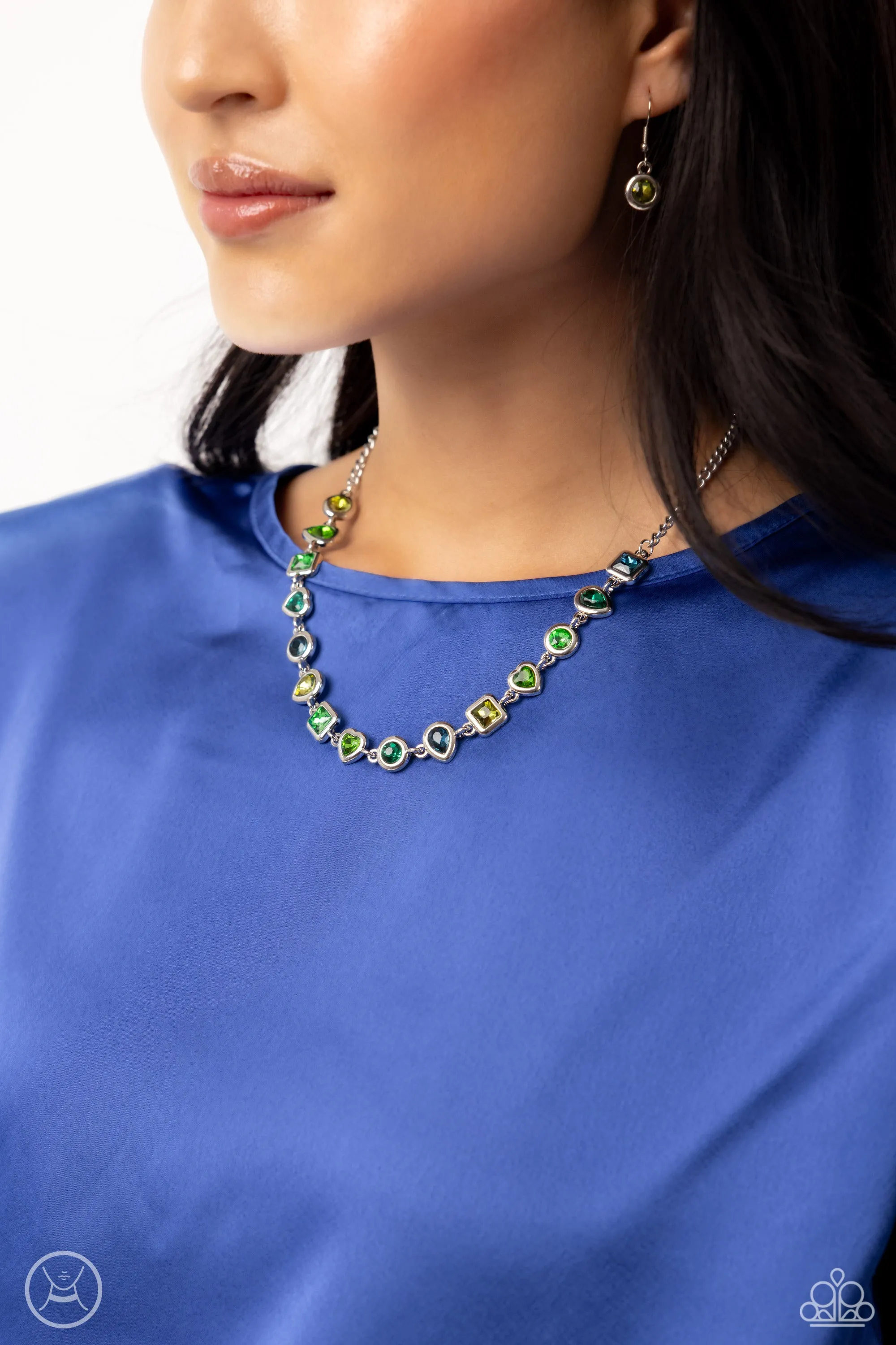 Paparazzi Abstract Admirer Green Necklace & Earring Set