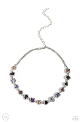 Paparazzi Abstract Admirer Purple Choker Necklace & Earring Set