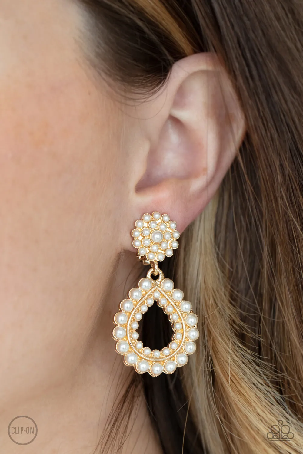 Paparazzi Discerning Droplets - Gold Clip On Earrings