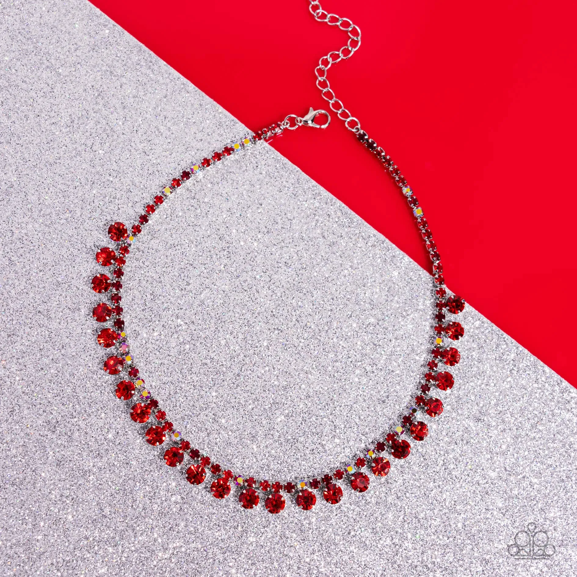 Paparazzi Ritzy Rhinestones Red Choker Necklace & Earring Set