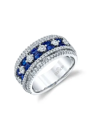 Parade Design 18KWG Wide Diamond & Sapphire Band