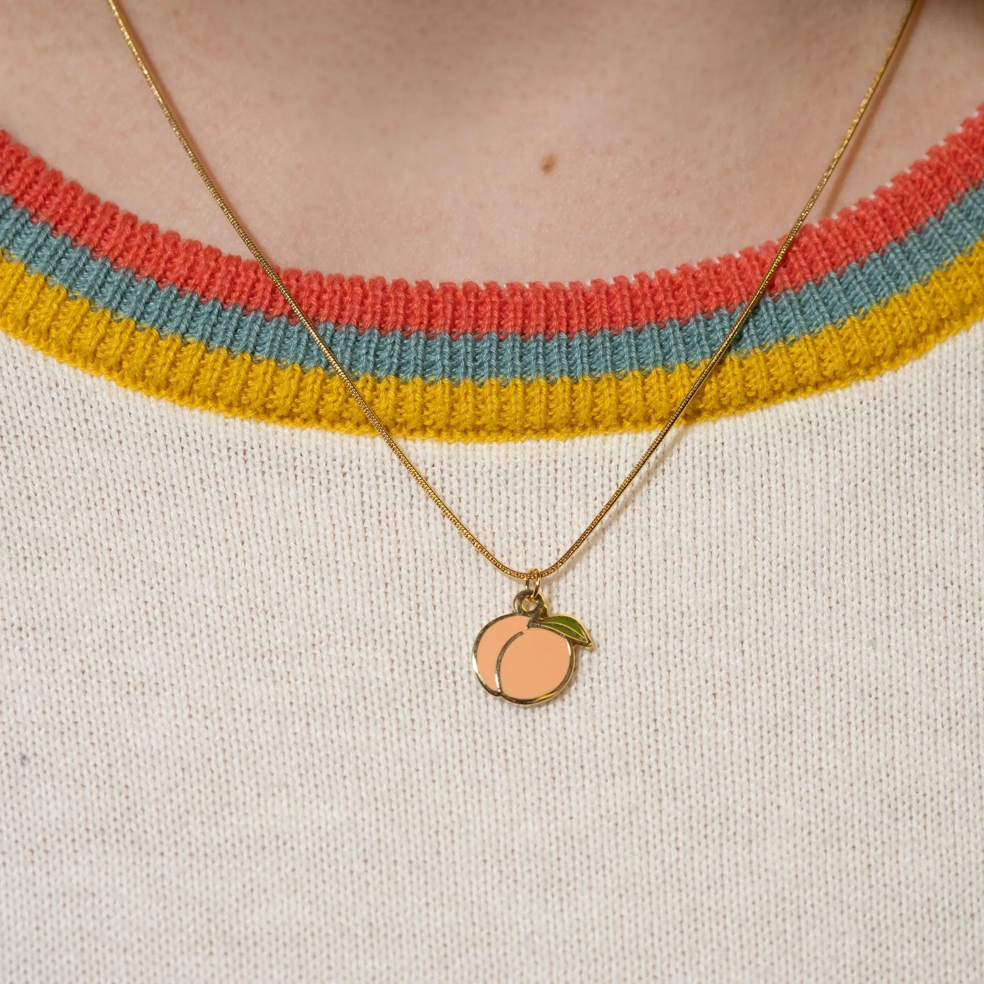 Peach Booty Charm Necklace