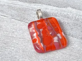 Pink and Orange fused glass pendant