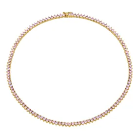 Pink Gold Tennis Necklace