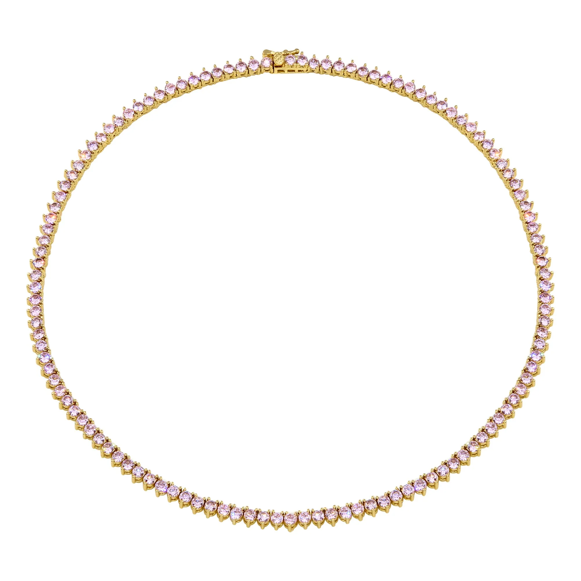 Pink Gold Tennis Necklace