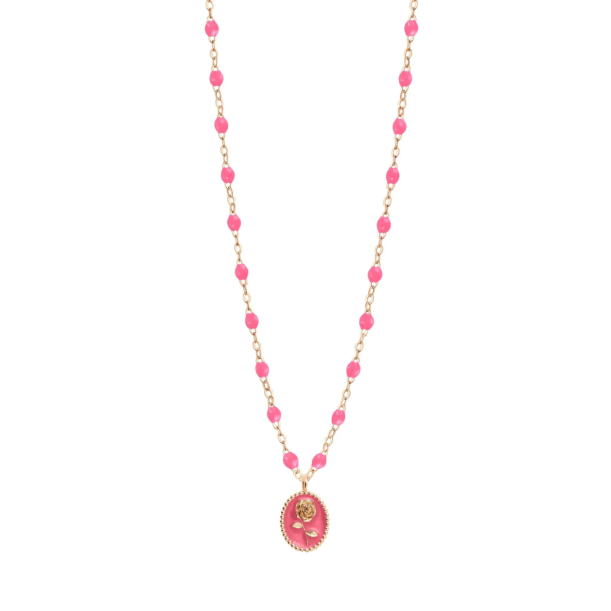 Pink Rose Necklace, Rose Gold, 16.5"