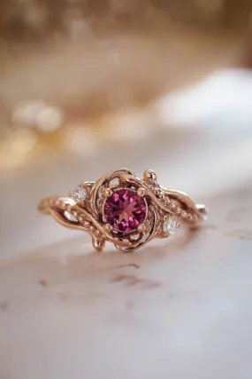 Pink Tourmaline engagement ring with diamonds / Undina