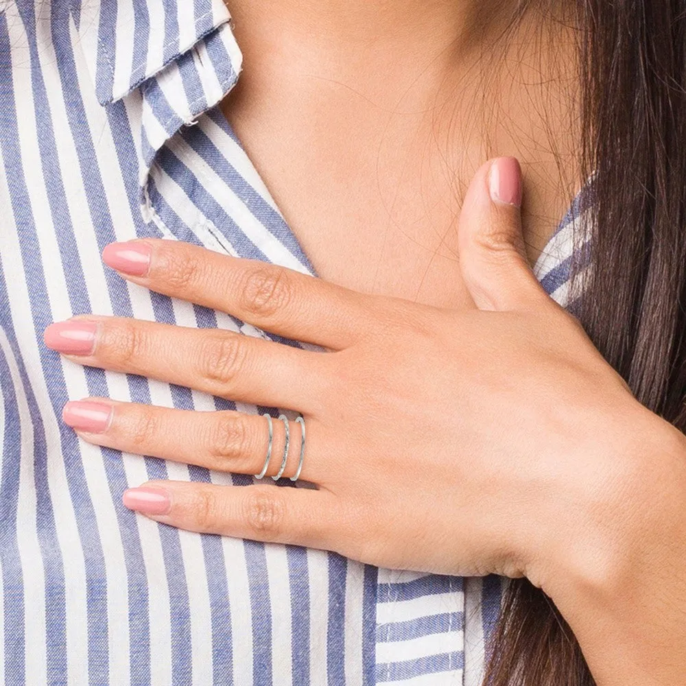 Polished Twisted Bar Center Adjustable Cuff Ring in Sterling Silver