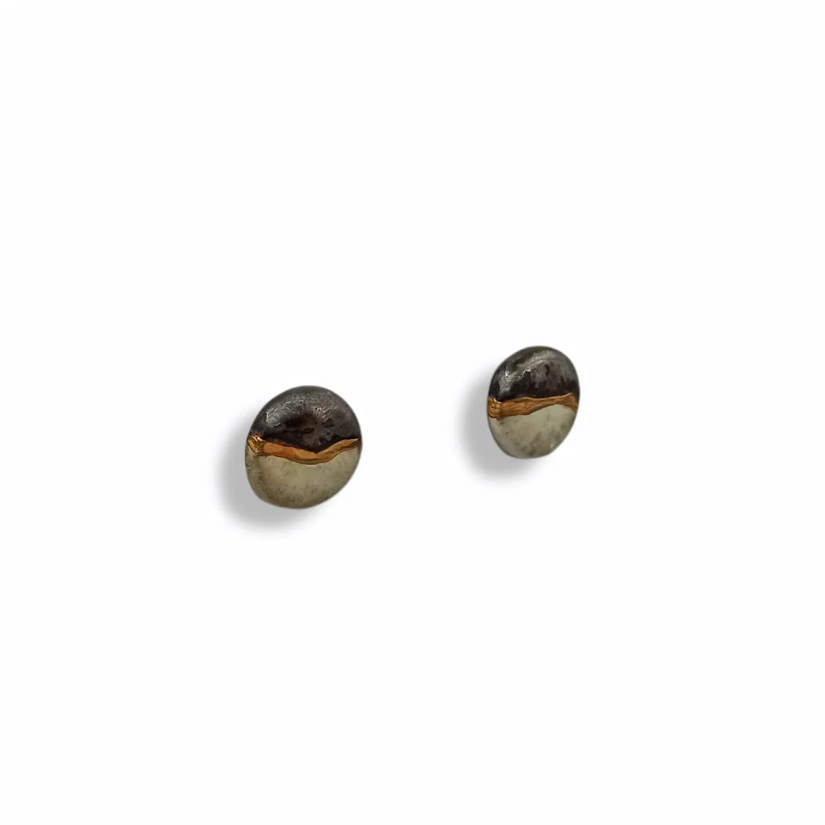 Porcelain stud earrings " Gold line "