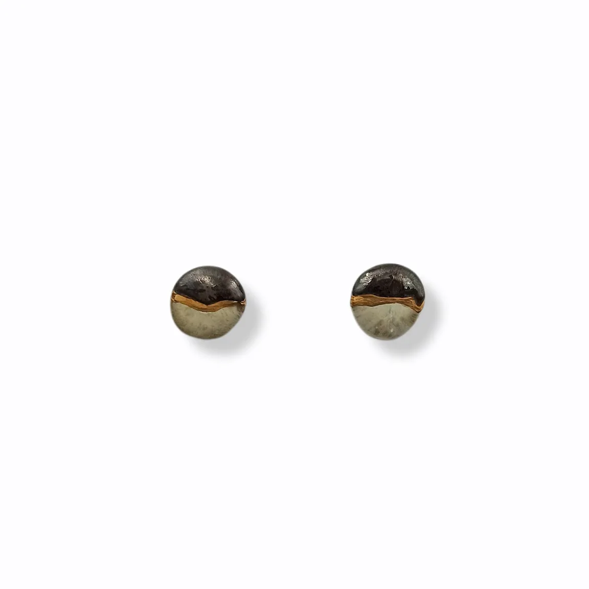 Porcelain stud earrings " Gold line "