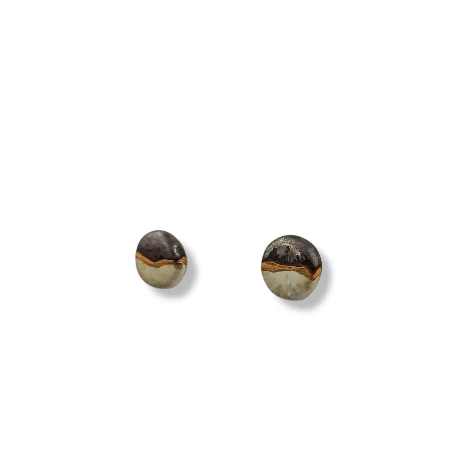 Porcelain stud earrings " Gold line "