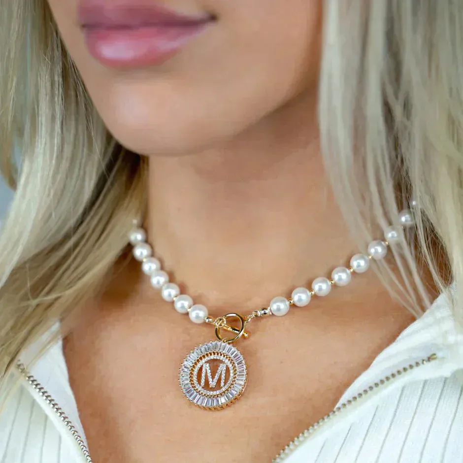 PREORDER: Pearl Chain Radiant Initial Necklace