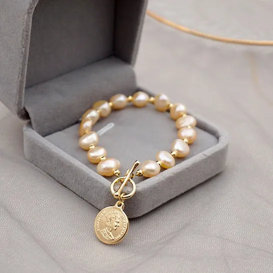 Queen Coin Pearl Bracelet