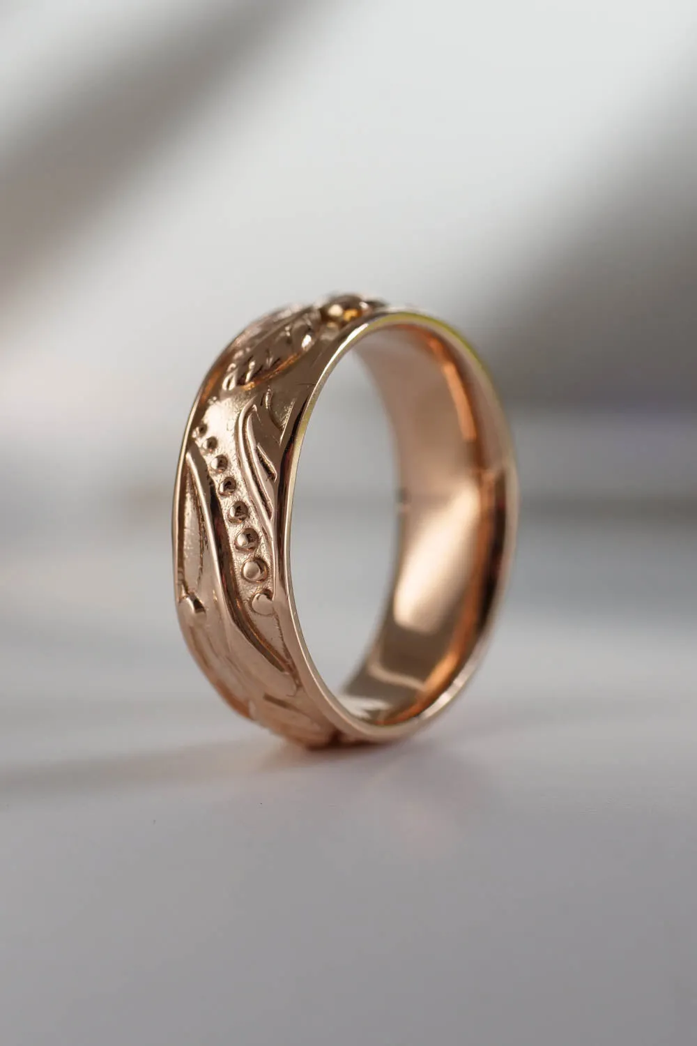 READY TO SHIP: Wedding band in 14K rose gold, RING SIZE 6 US