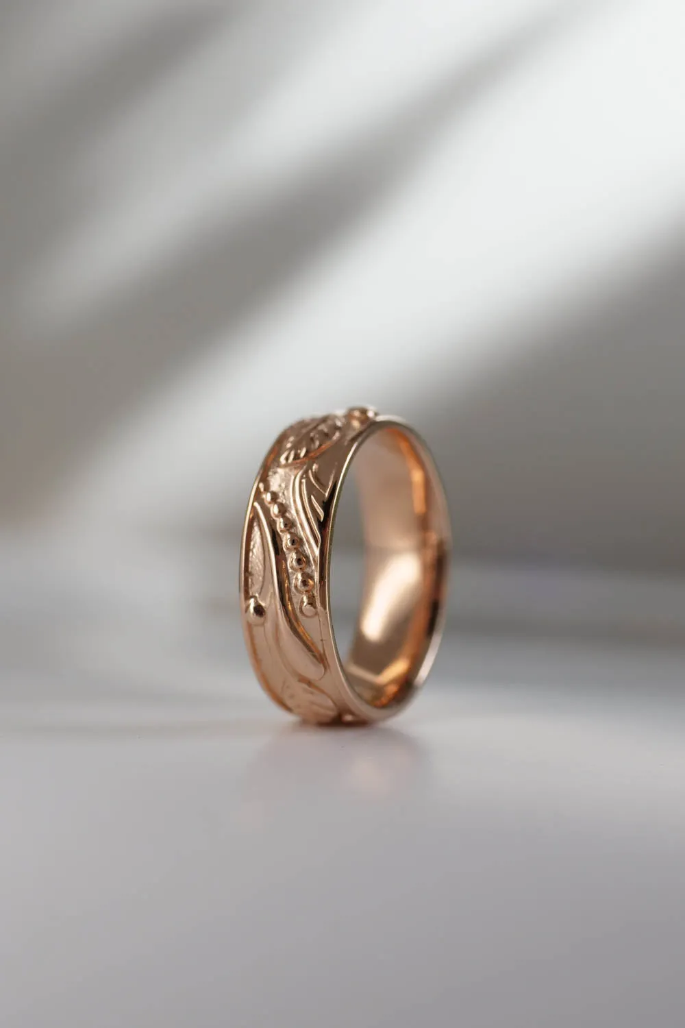 READY TO SHIP: Wedding band in 14K rose gold, RING SIZE 6 US