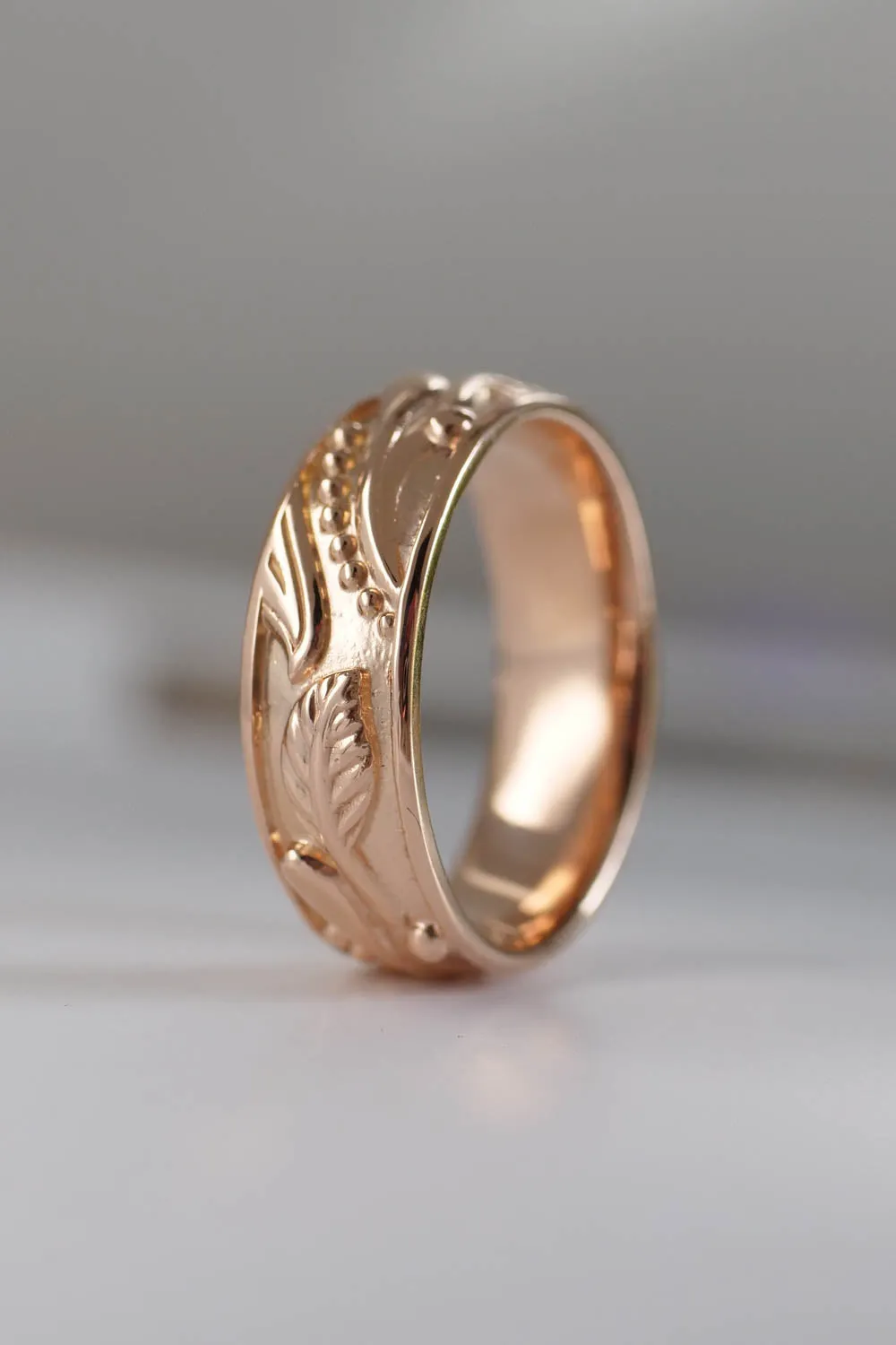 READY TO SHIP: Wedding band in 14K rose gold, RING SIZE 6 US