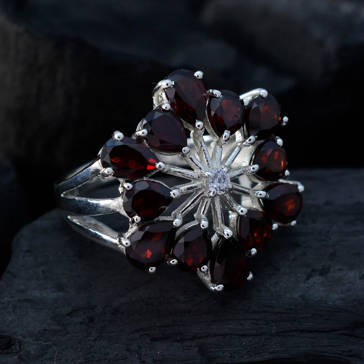 Resplendent Gemstone Garnet 925 Sterling Silver Ring Christmas Gifts