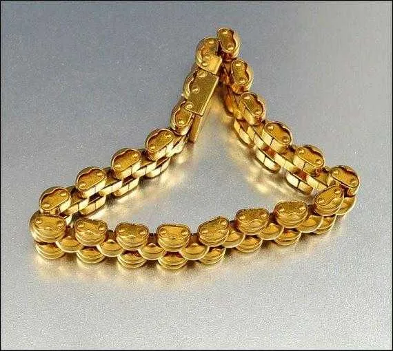 Retro Swiss Gold Tank Tread Panther Link Bracelet