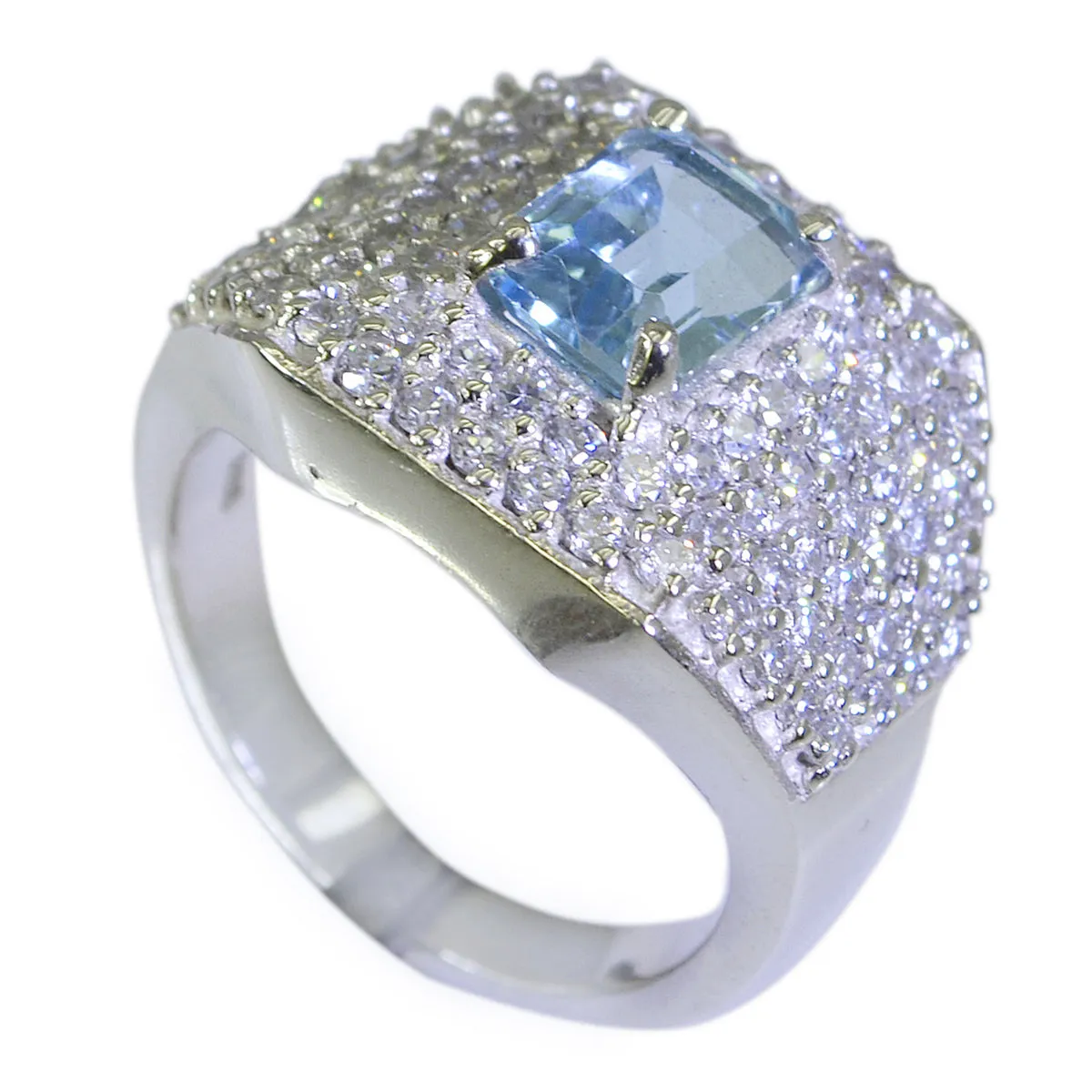 Riyo Dollish Gemstone Blue Topaz Solid Silver Ring Midi Set