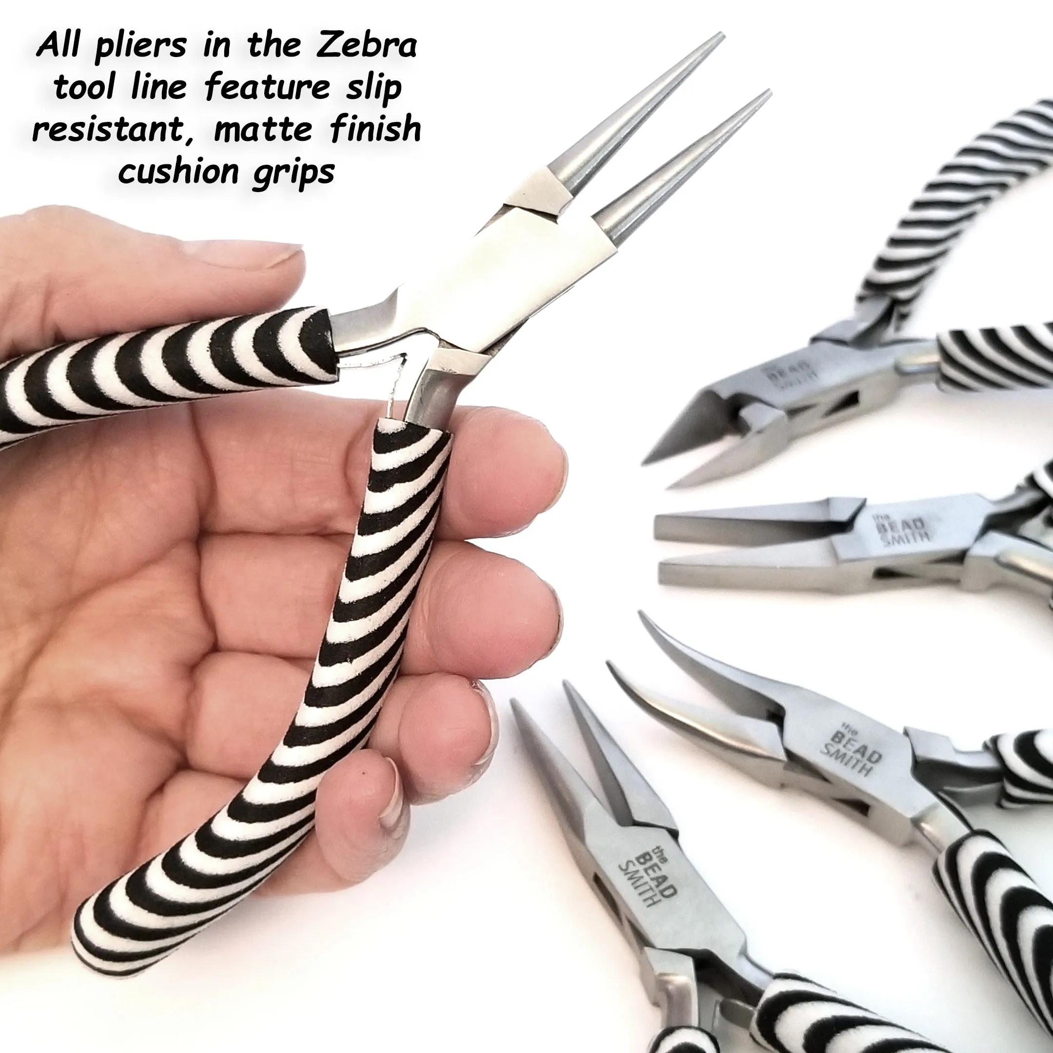 Round Nose Pliers, Zebra Tools, Black and White, PLZ4 13