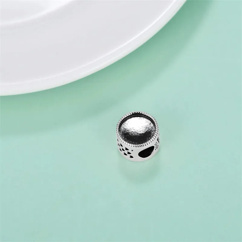 S925 Sterling Silver Personalized Photo Charm Fit Pandora Bracelet Necklace Customized Heart Round Shape Picture Bead