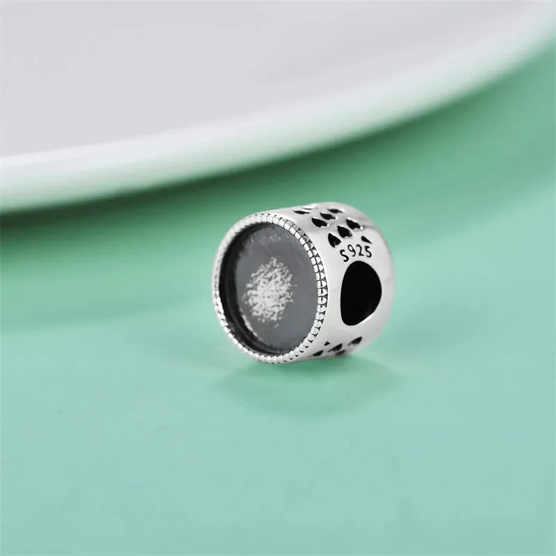 S925 Sterling Silver Personalized Photo Charm Fit Pandora Bracelet Necklace Customized Heart Round Shape Picture Bead