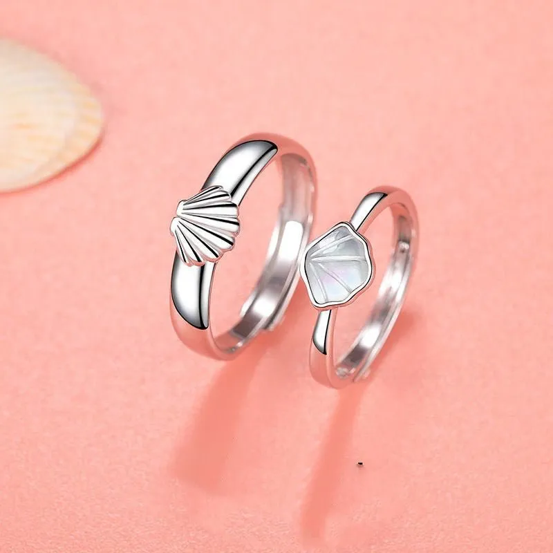 Silver Seashell Cute Promise Rings for Couples