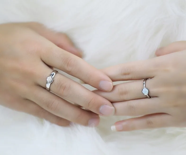 Silver Seashell Cute Promise Rings for Couples