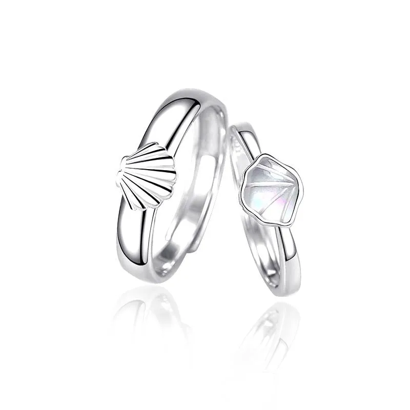 Silver Seashell Cute Promise Rings for Couples