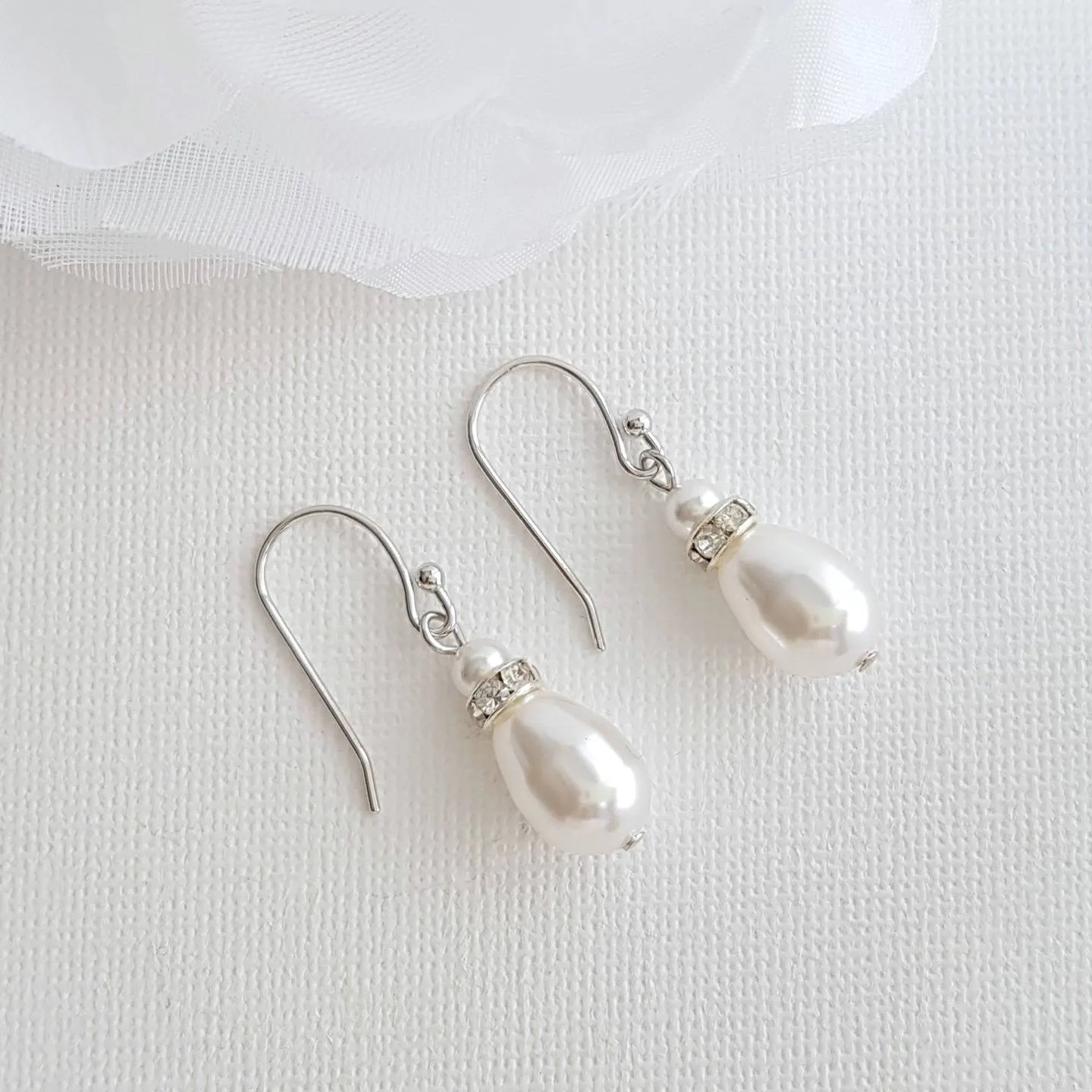 Simple Drop Earrings in Rose Gold for Weddings- June