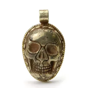 Skull Memento Mori Carved Pyrite Pendant # 104 - 6