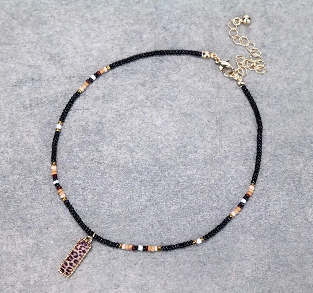 Southwest Leopard bar CHOKER