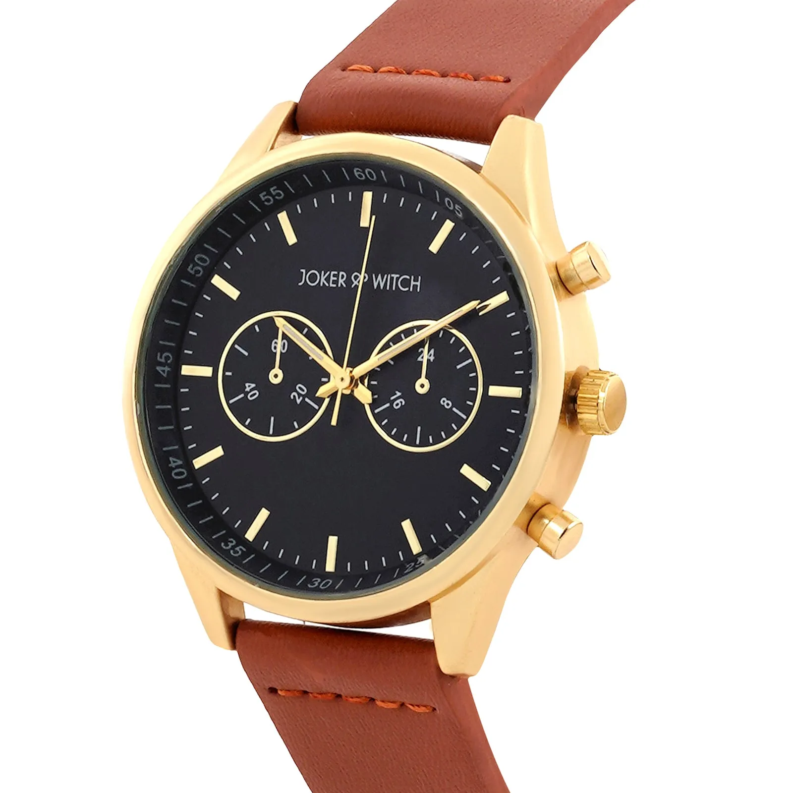 Spectra Blue Dial Brown PU Strap Watch